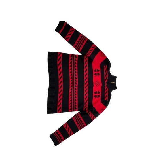 Vintage Chaps Nordic Sweater Womens Snowflake Pullover Top 1/4 Zip Black Red Si - Picture 11 of 15